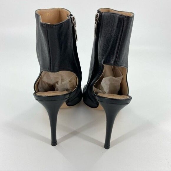 Gianvito Rossi Peep Toe Cut Out Heel Leather Ankle Booties Black 39.5 US 9.5 NEW - Picture 12 of 16